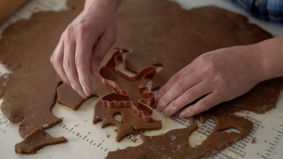 A moose cookie cutter is a perfect pattern to cut out Christmas cookies