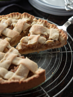 Szarlotka is a popular Polish apple tart with cookie-like dough that's woven into a lattice