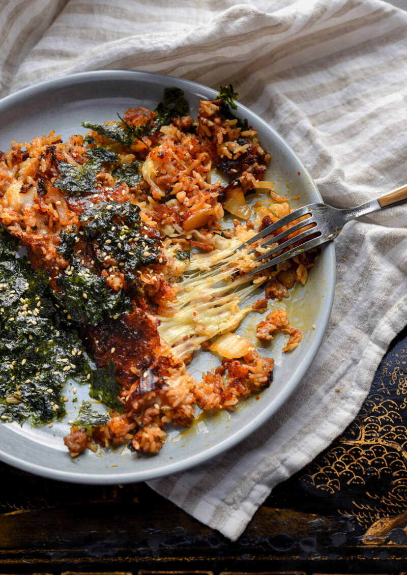 Crispy outside and cheesy inside kimchi fried rice recipe.