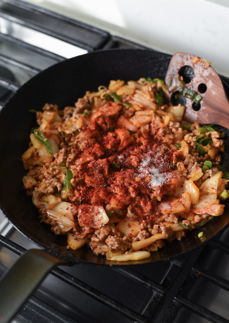 Add Korean chili flakes to give more spicy kick