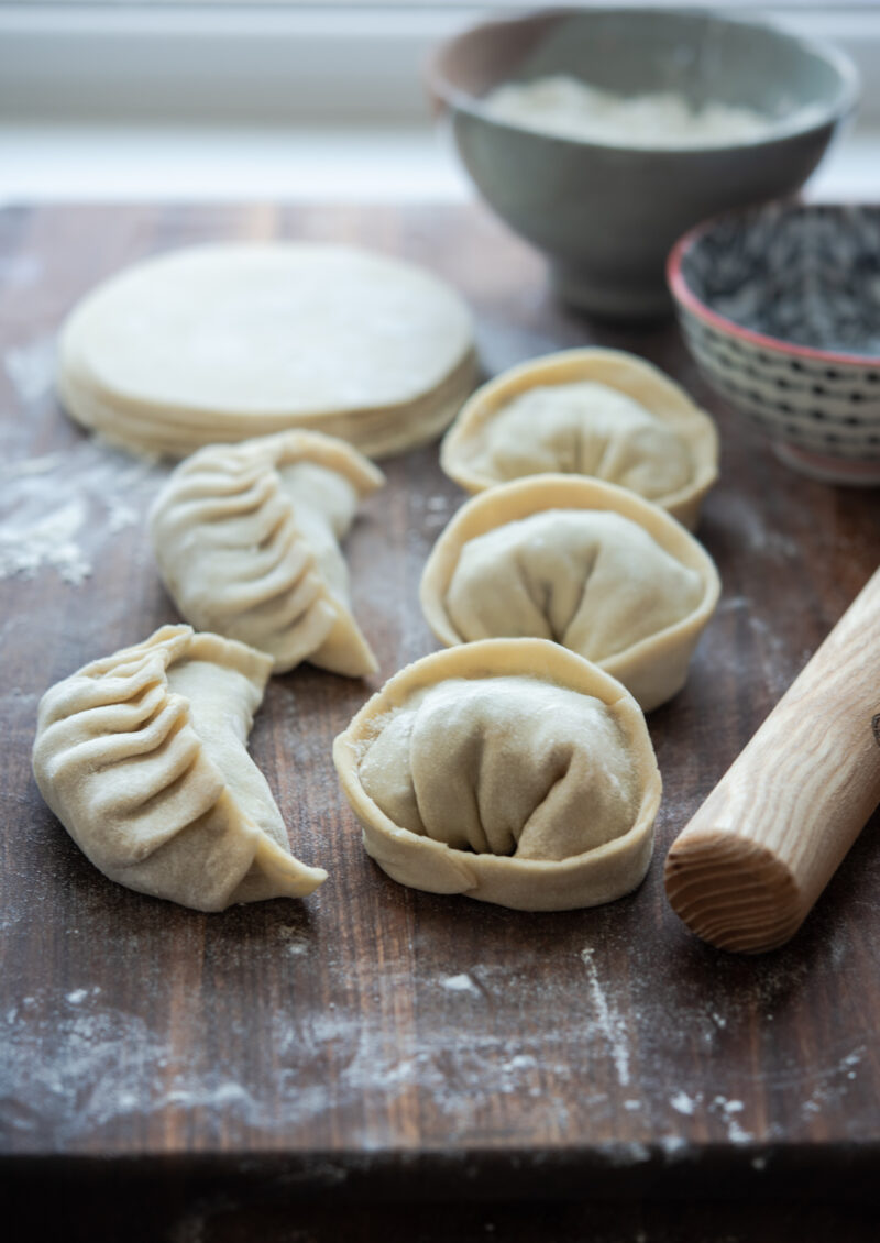 Korean dumplings are folded in two different shapes.