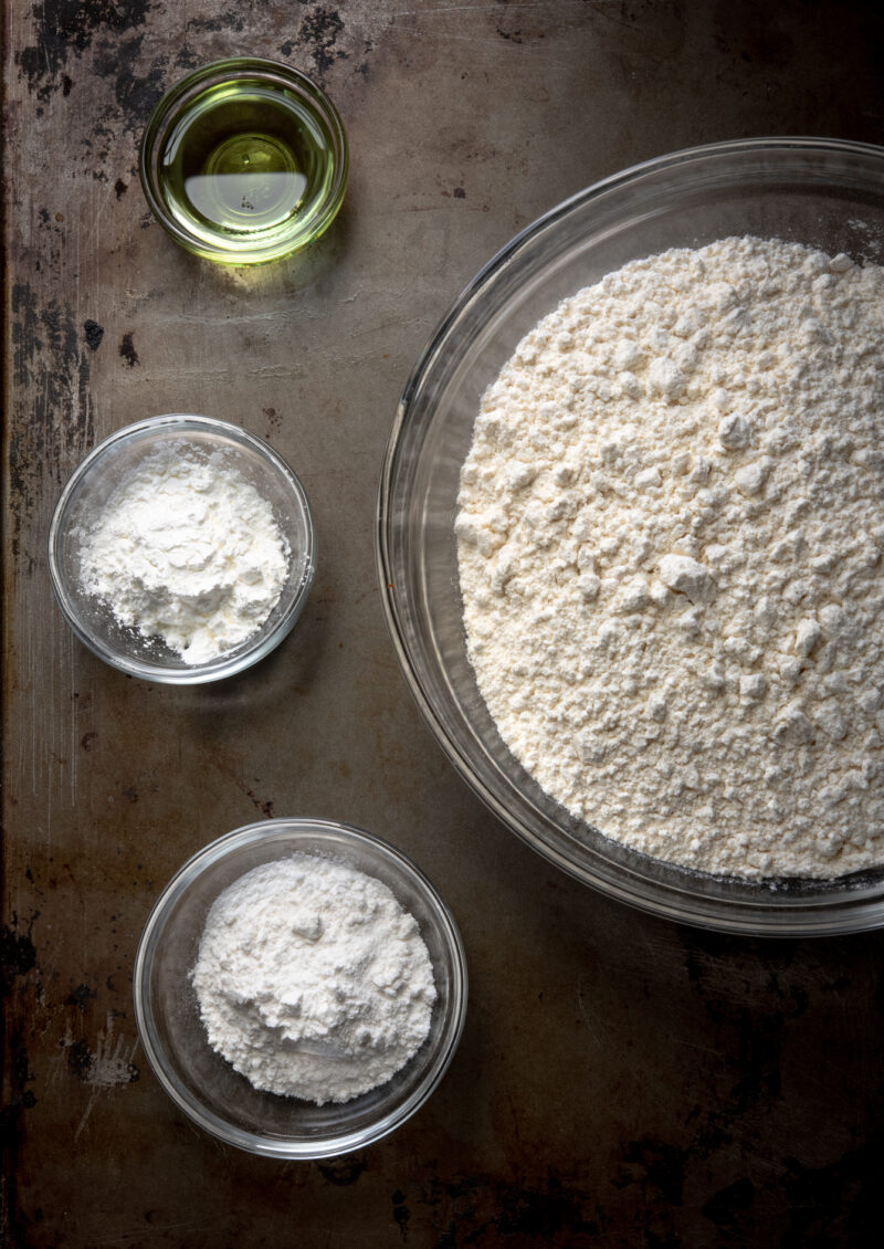 Recipe ingredients for Korean dumpling wrappers.