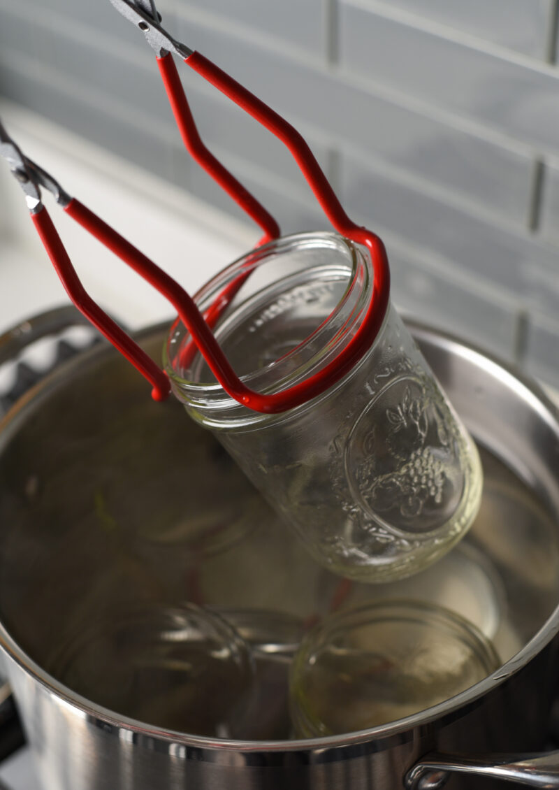 Sterilizing canning jars is important step to store lemonade syrup in the room temperature