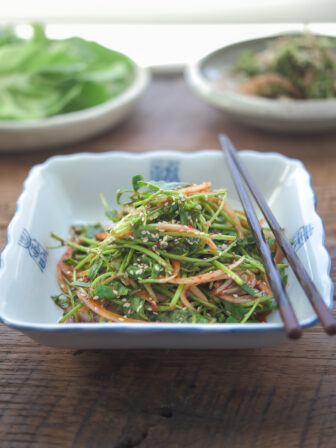 Minari salad is a great topping for Korean BBQ or meat dishes