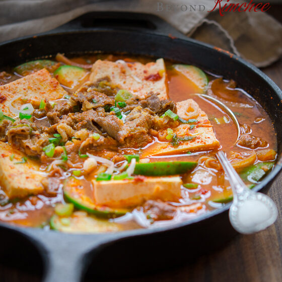 Beef and Tofu Stew In A Skillet