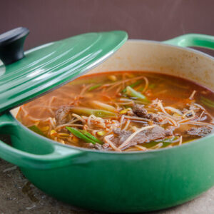 Beef and bean sprout soup