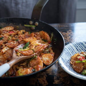 Korean rice cake and vegetable stir-fry is a wholesome meal on its own.