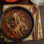 Yukgaejang is spicy Korean beef soup made with various vegetables