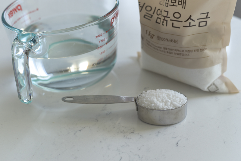 Korean coarse sea salt is a key ingredient making salt brine for making kimchi.