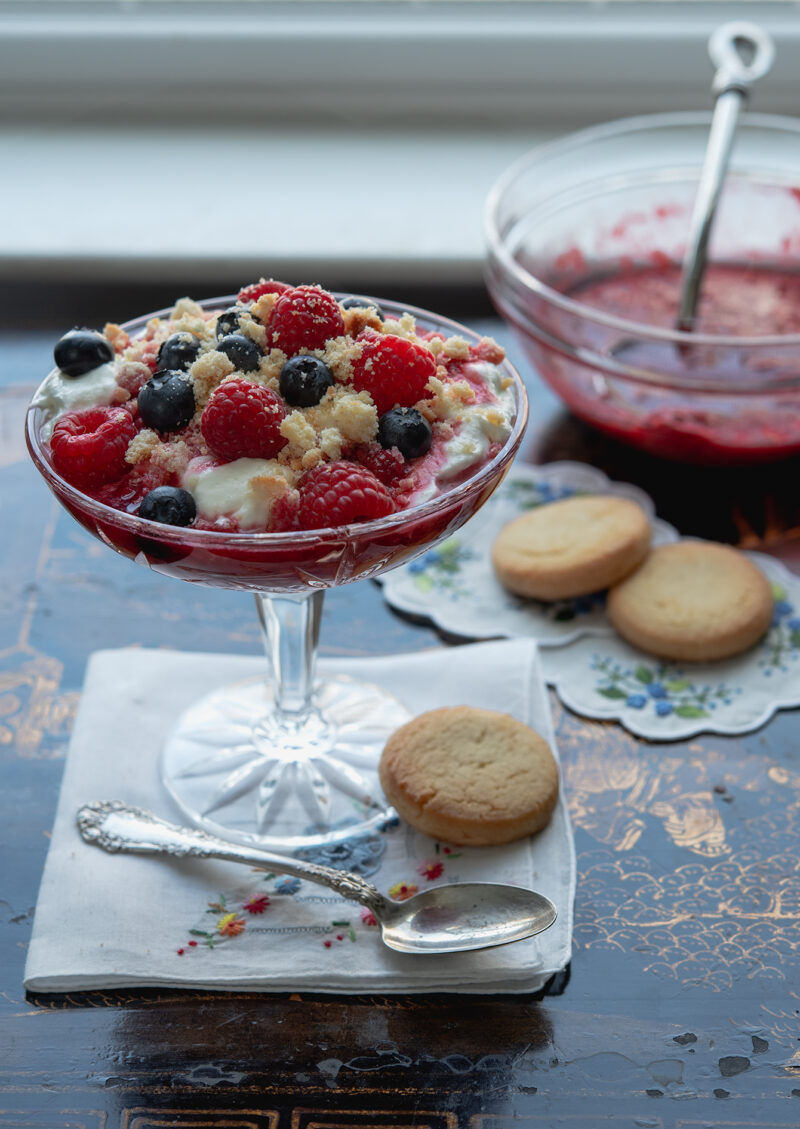 Serve raspberry fool in a pretty dessert glass