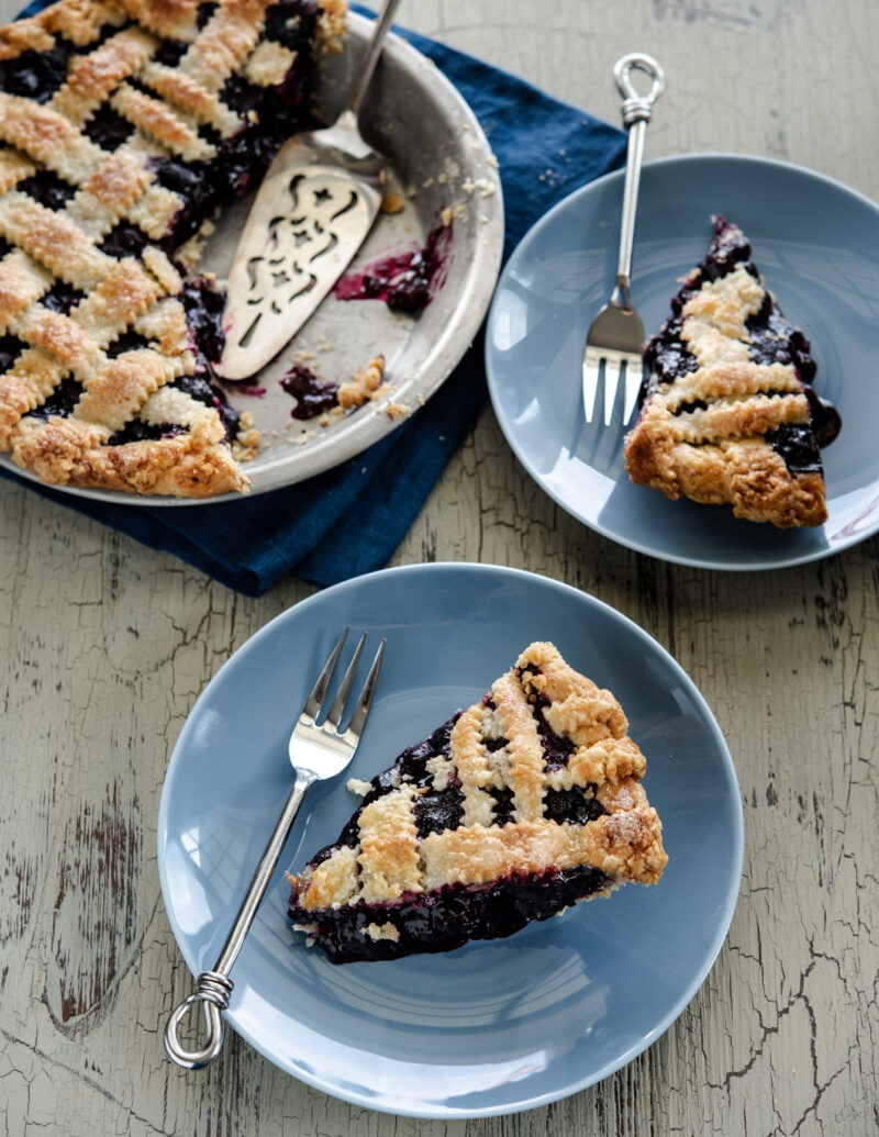 This maple blueberry pie has a perfect filling consistency and texture.