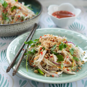 Easy Vietnamese chicken salad made with shredded chicken breast, cabbage, herbs, and roasted peanut.