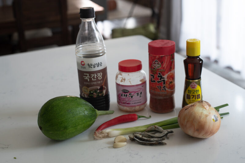 These are the ingredients to make Korean zucchini banchan side dish.