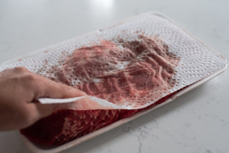 Wiping off extra liquid from the beef is optional but preferred step for making authentic Korean beef.