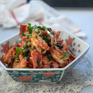 This chili garlic shrimp is made with chili crisp