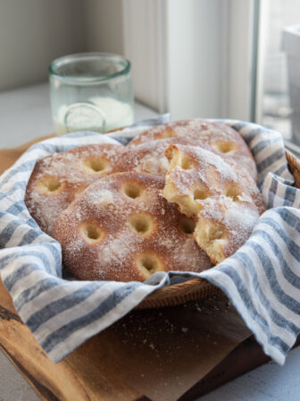 These sugar coated brioche galettes are a buttery delicious treat.