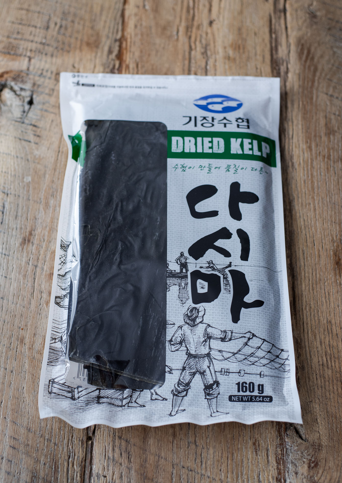 Dashima (Korean dried sea kelp) comes in large sheets in a package.