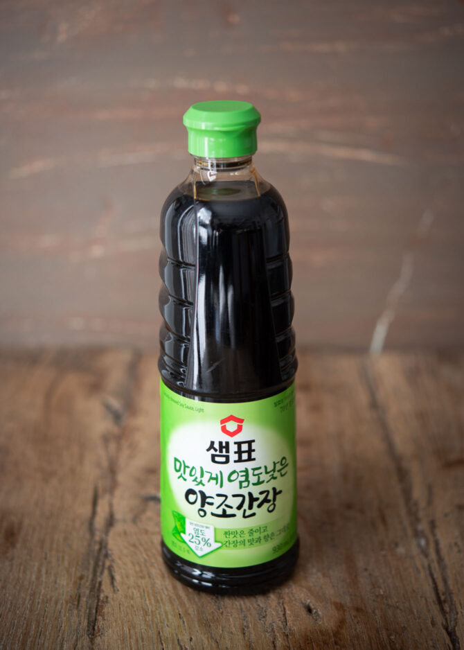 Soy sauce is a Korean pantry item for Korean cooking