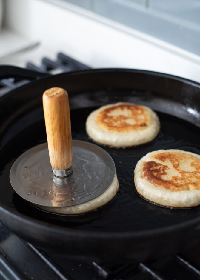 Hotteok press is a Korean cooking tool to press down Korean sweet pancakes