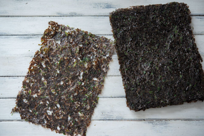 Raw dried seaweed sheets are unique to Korean cuisine.