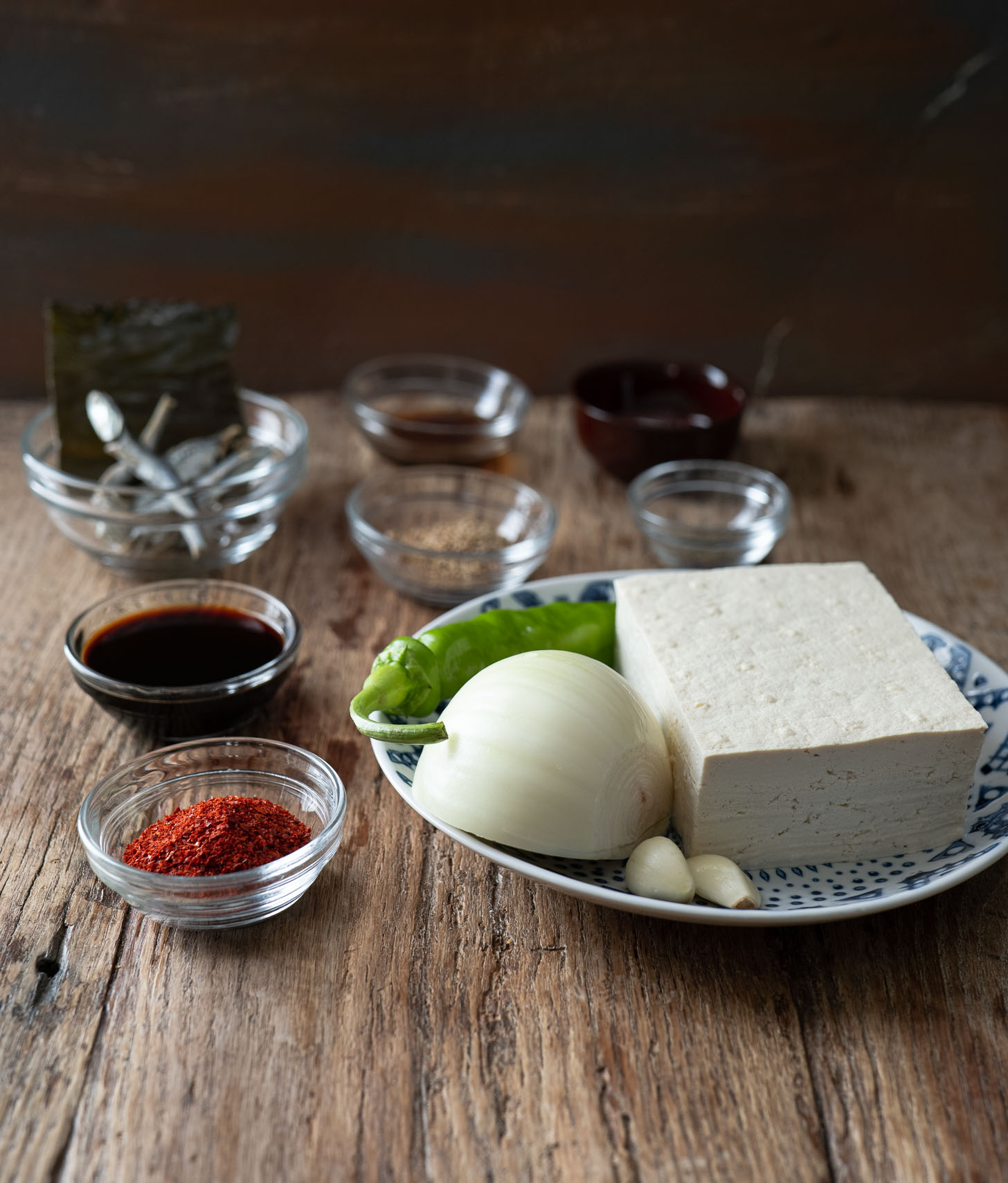 Ingredient for making Korean braised tofu, dubu jorim.