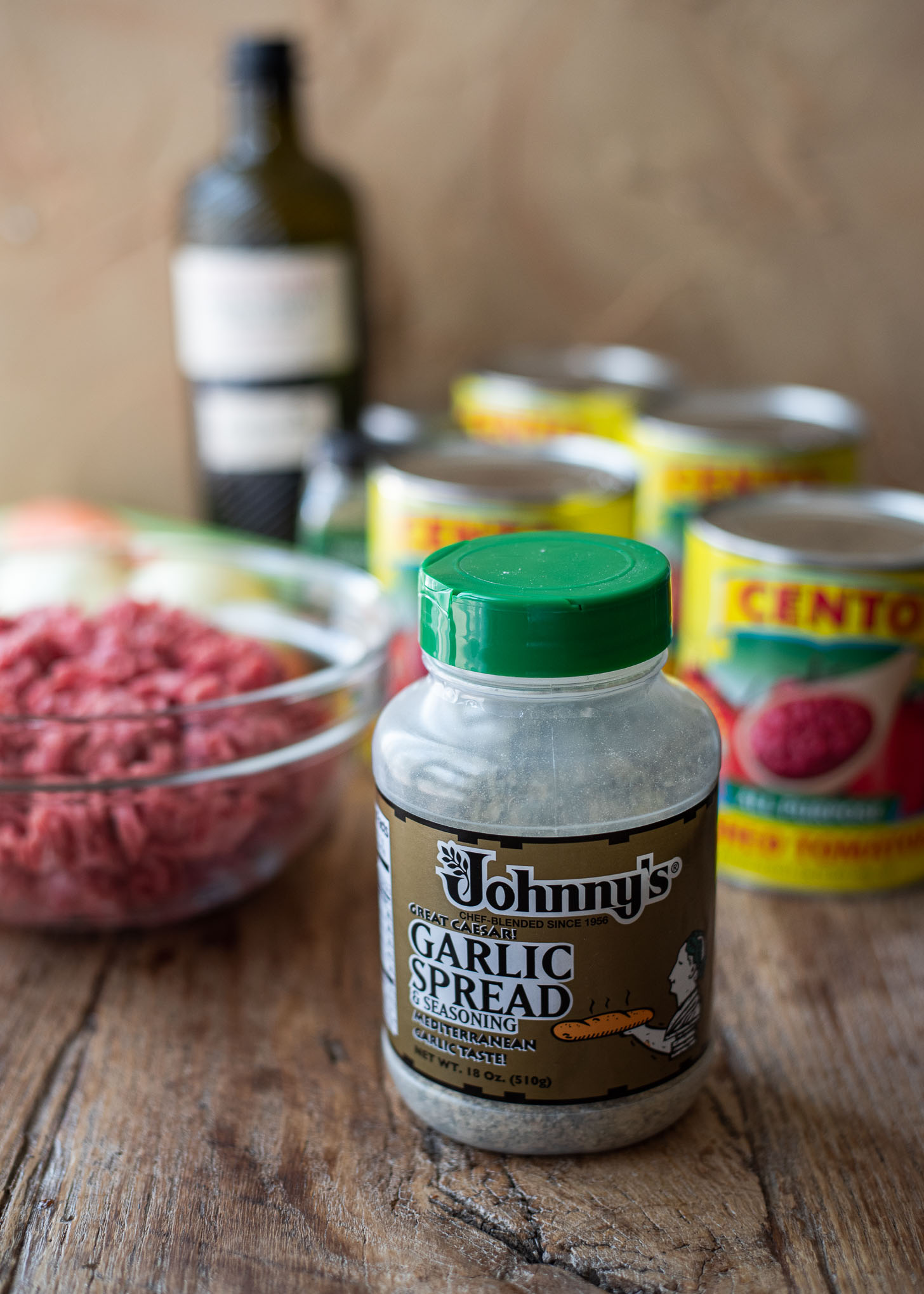 Ingredients for making homemade spaghetti sauce.