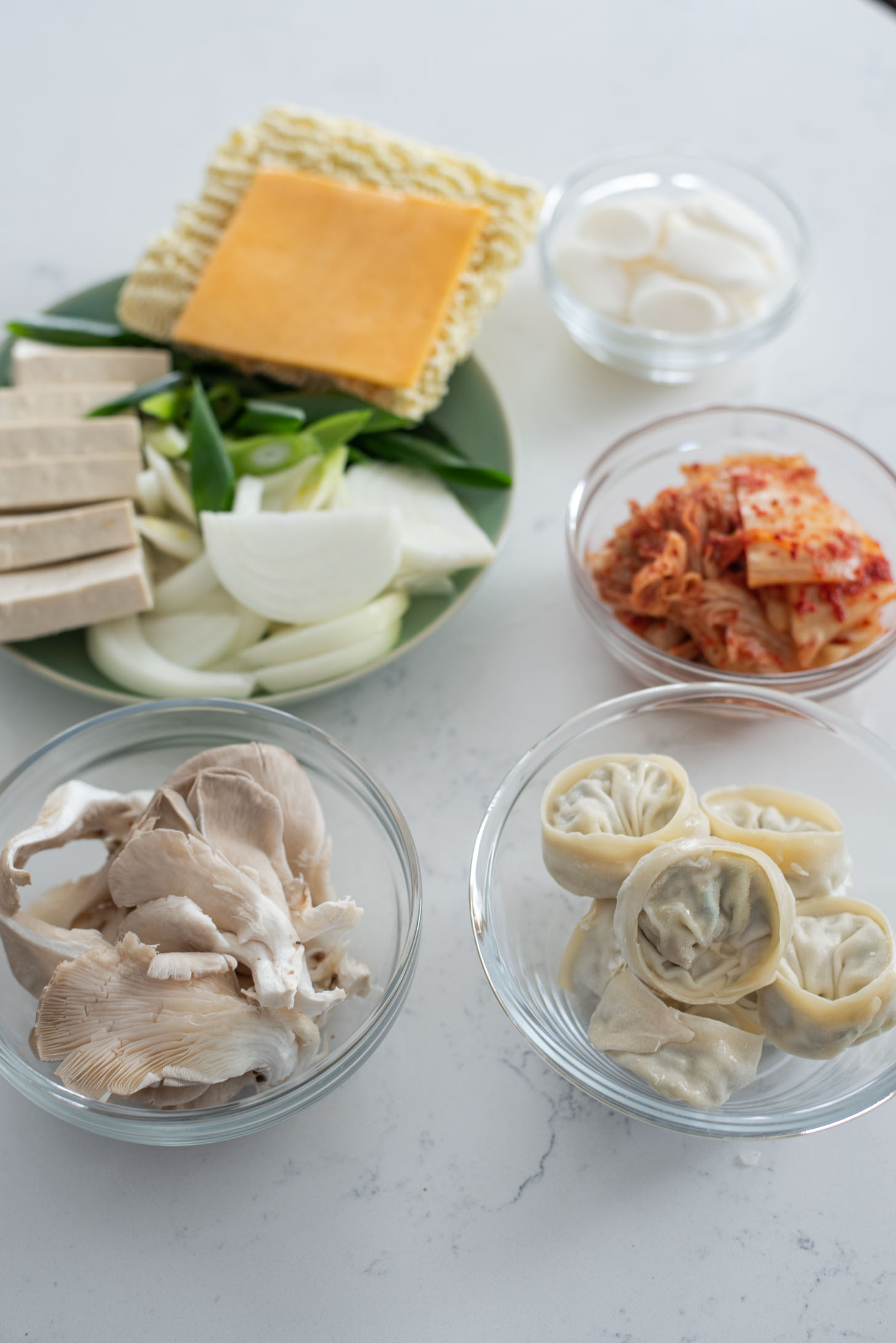 Other optional ingredients for budae jjigae recipe also known as Korean army stew.