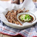 Korean fish jerky with sauce.