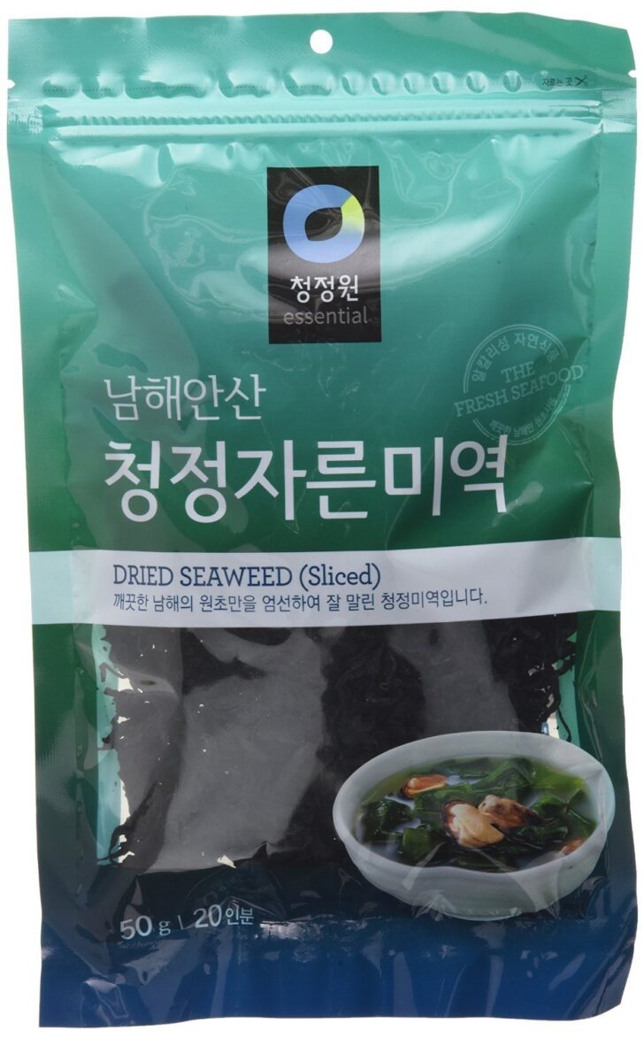 Korean dried seaweed package is shown.