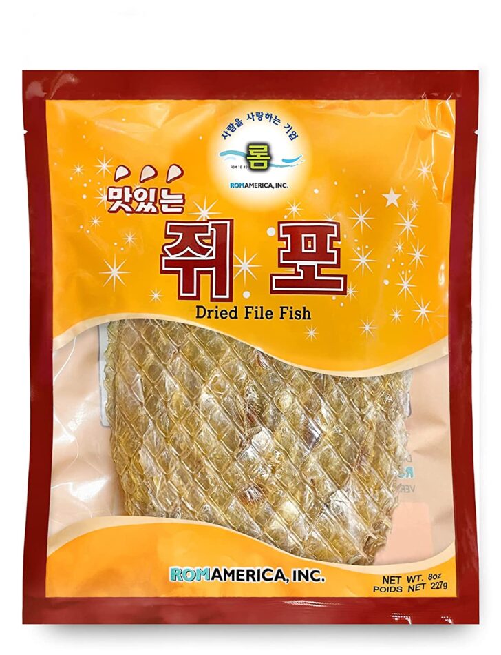 Korean style dried filefish fillet jerky 