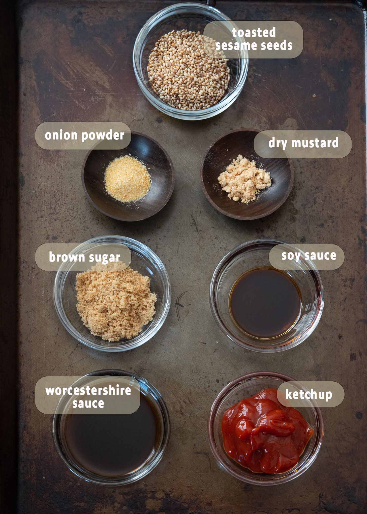 Ingredients for making easy tonkatsu sauce.