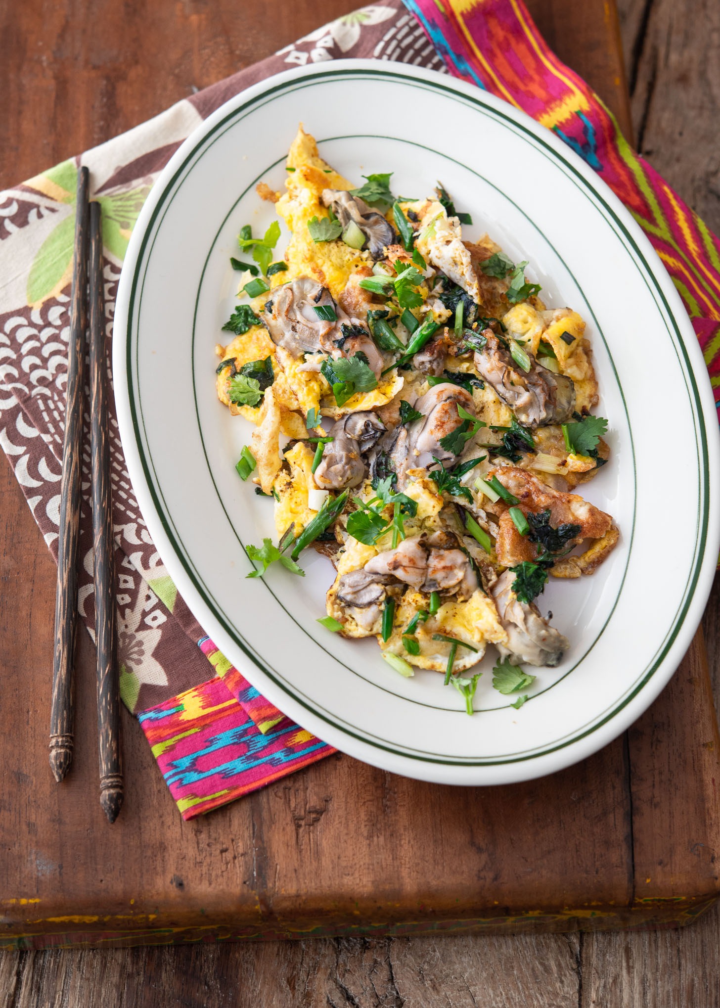  A plate of oyster omelette.