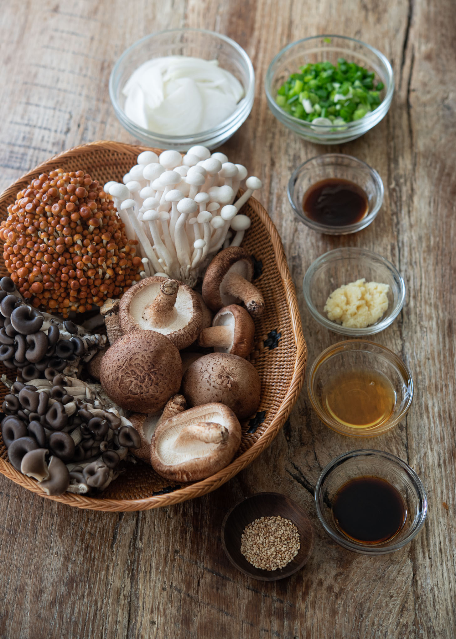 Mushroom stir-fry ingredients
