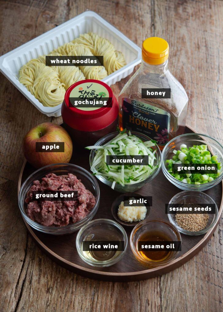 Recipe Ingredients for making Korean beef gochujang noodles