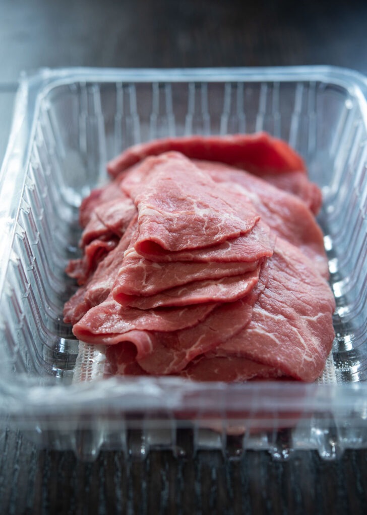 Thin slice of beef for making yukjeon (Korean pan-fried battered beef)