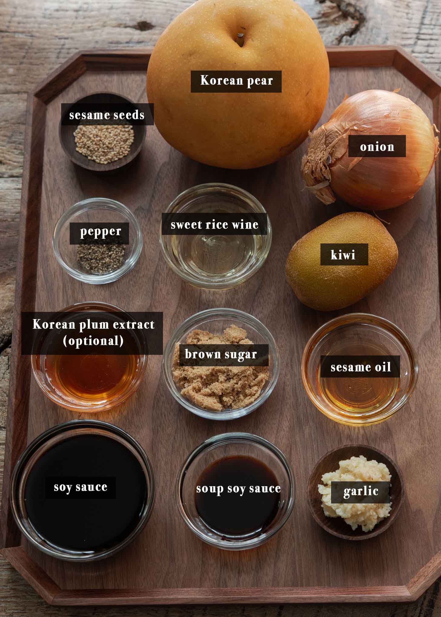 Ingredients for making bulgogi marinade.