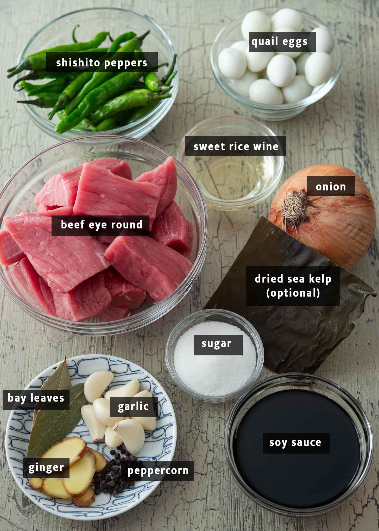 Ingredients for making jangjorim.