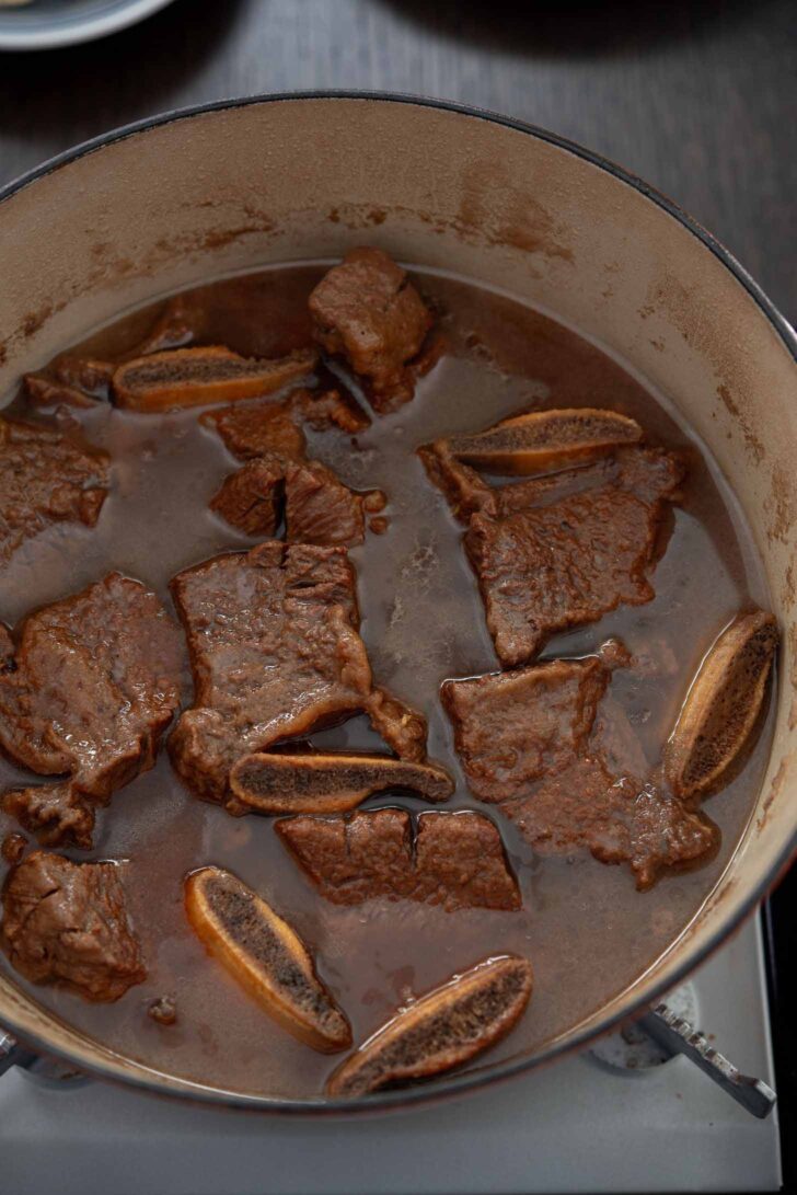 Tender short ribs after braising.