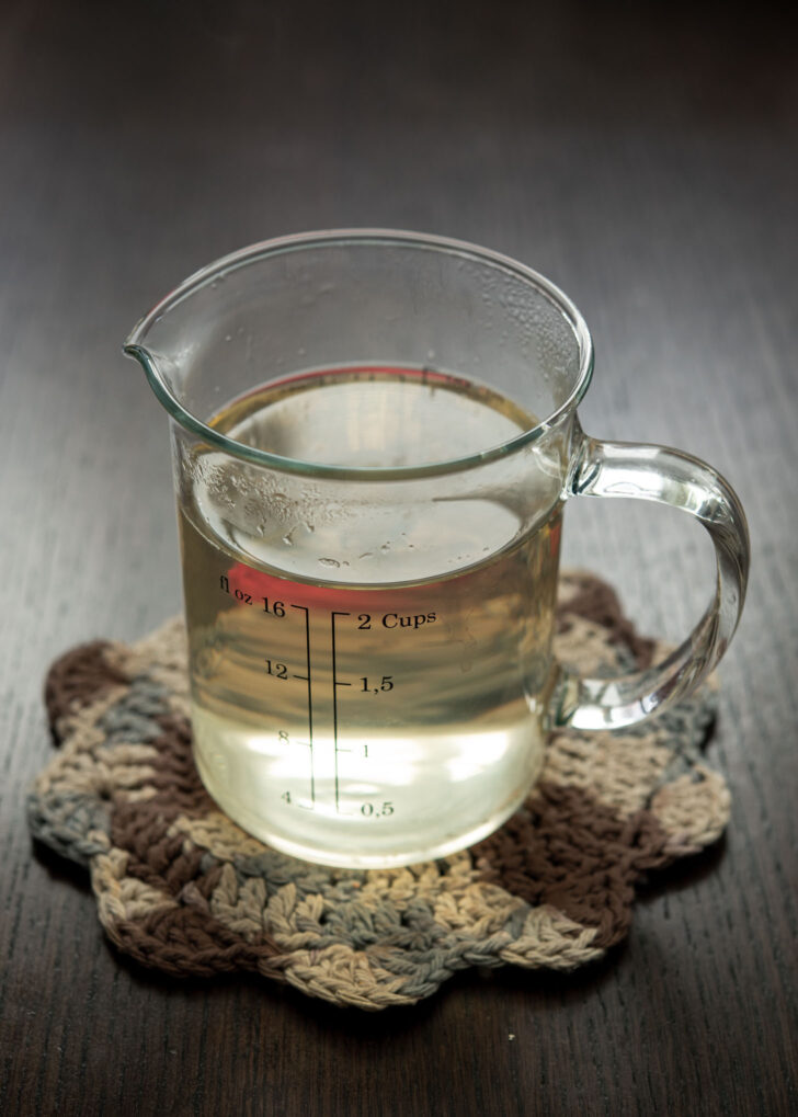 Sea kelp stock reserved in a cup.