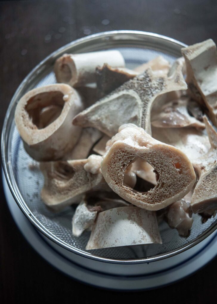Brittle and hollow bones after third batch of boiling.