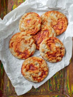 Gochujang caramel cookies on a parchment paper.
