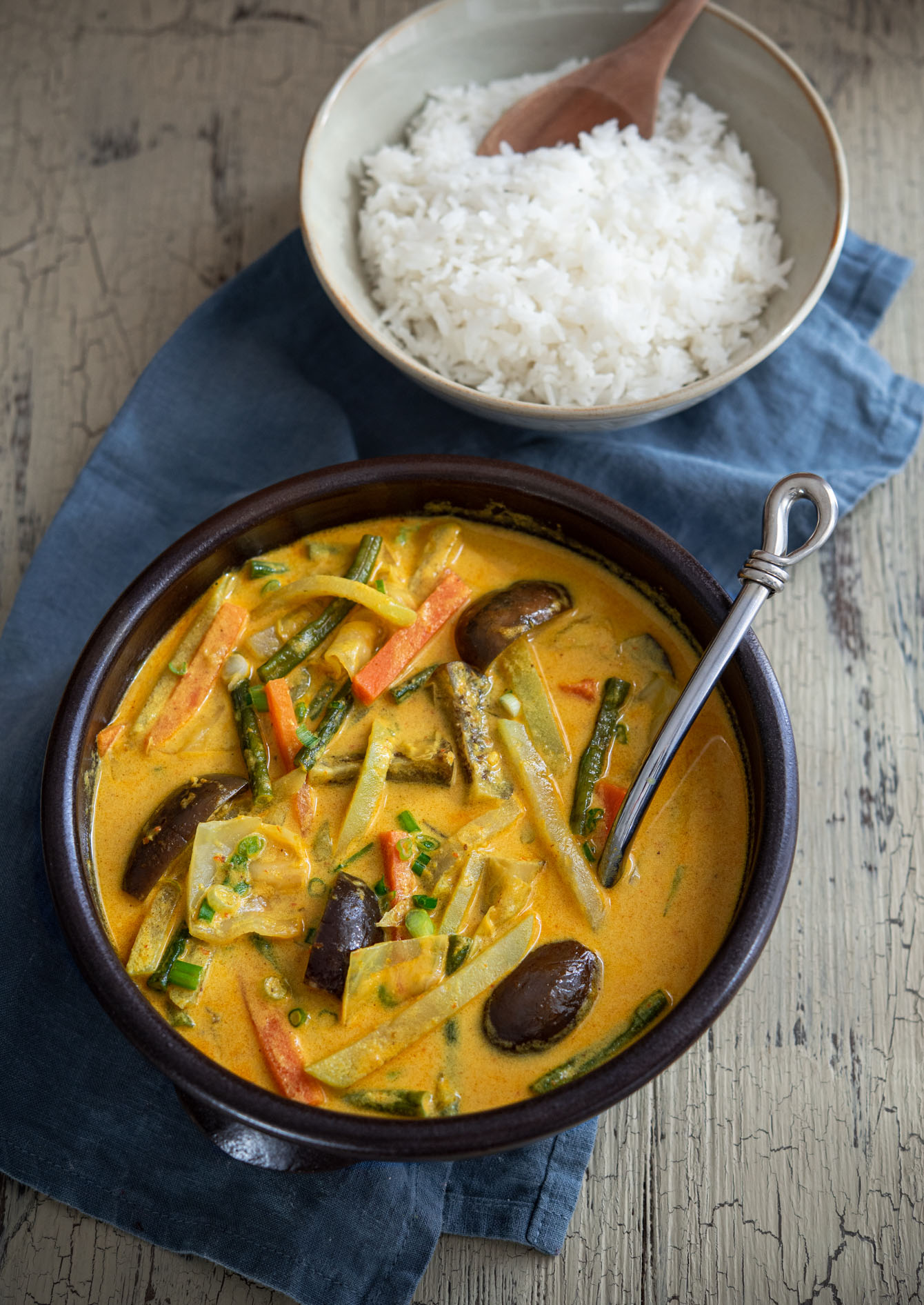 Sayur Lodeh, Indonesian vegetable curry, with rice.