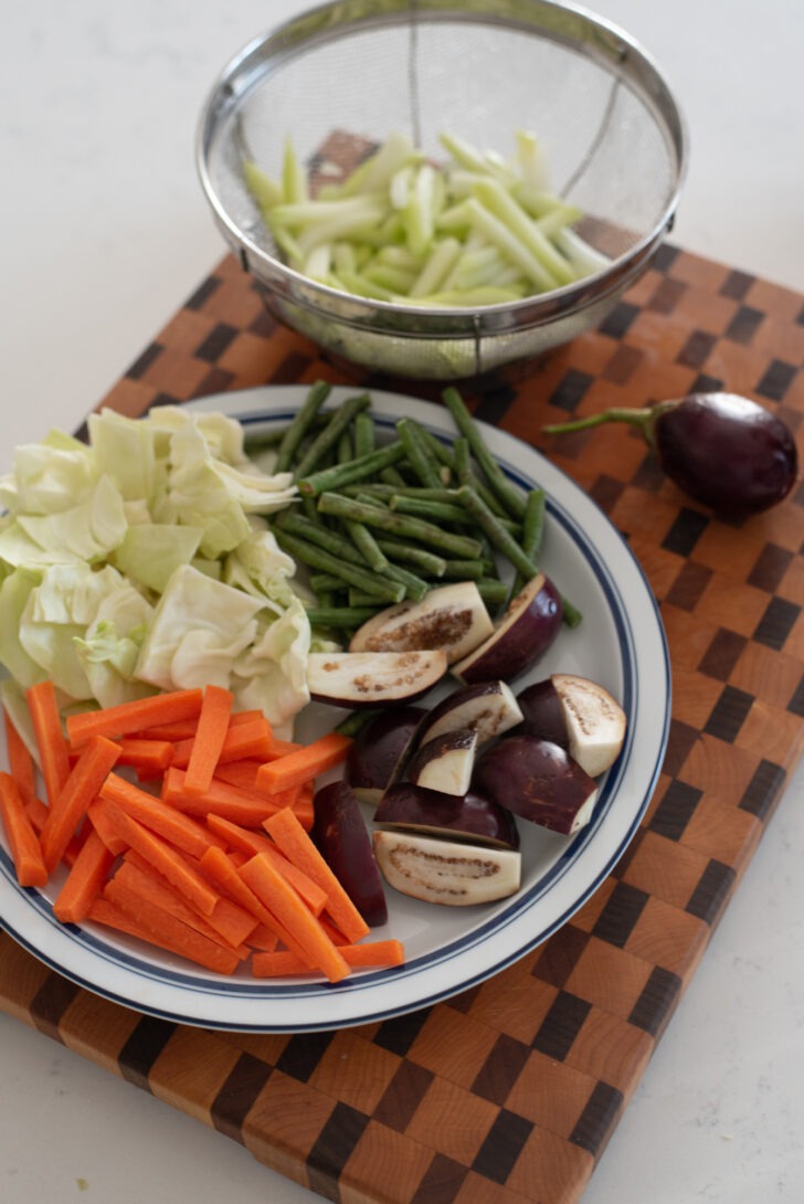 A variety of vegetables for Sayur Lodeh curry.