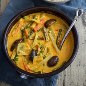 Sayur Lodeh, Indonesian vegetable curry, with rice.