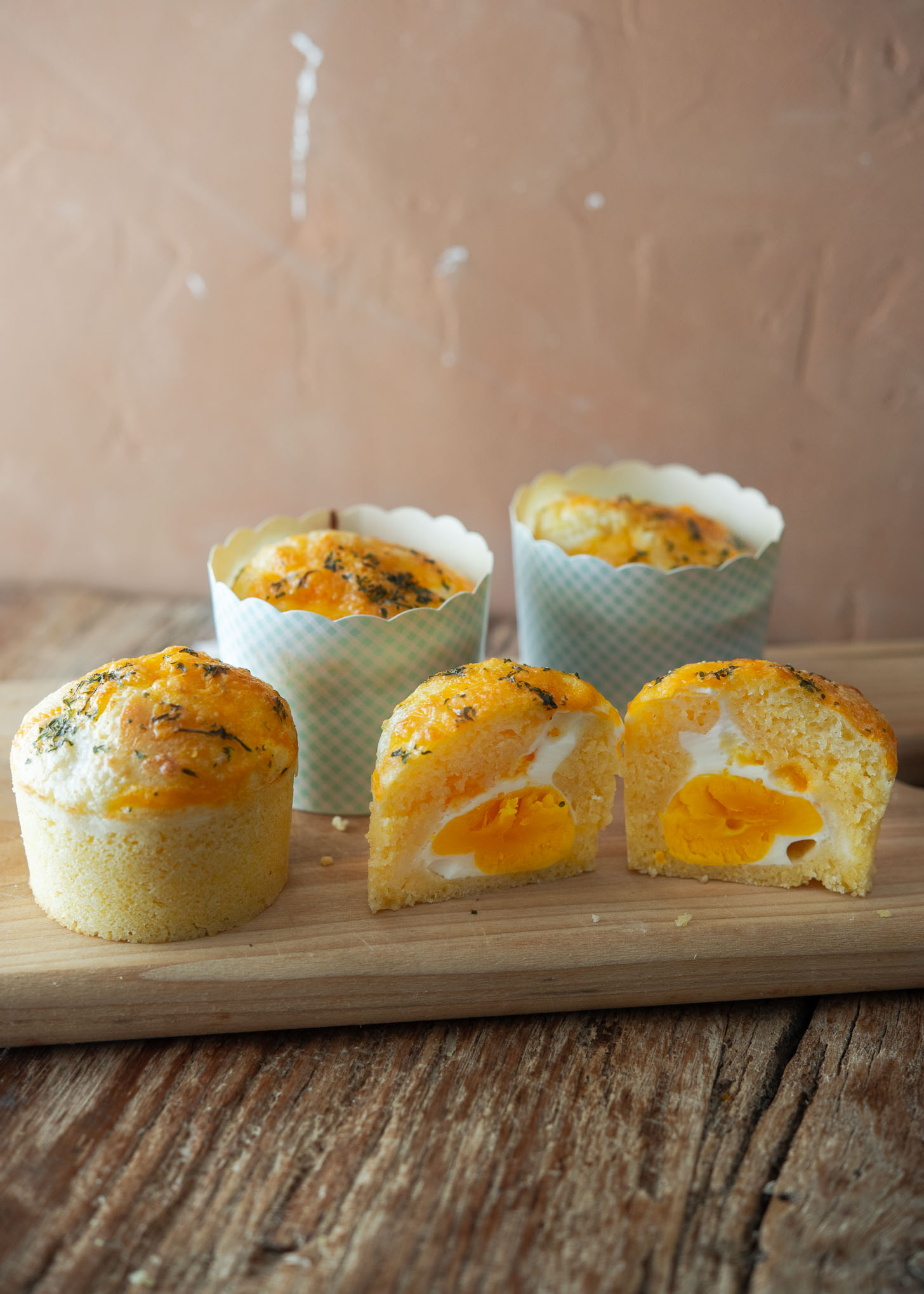 Gyeran ppang with cooked egg inside the muffin.