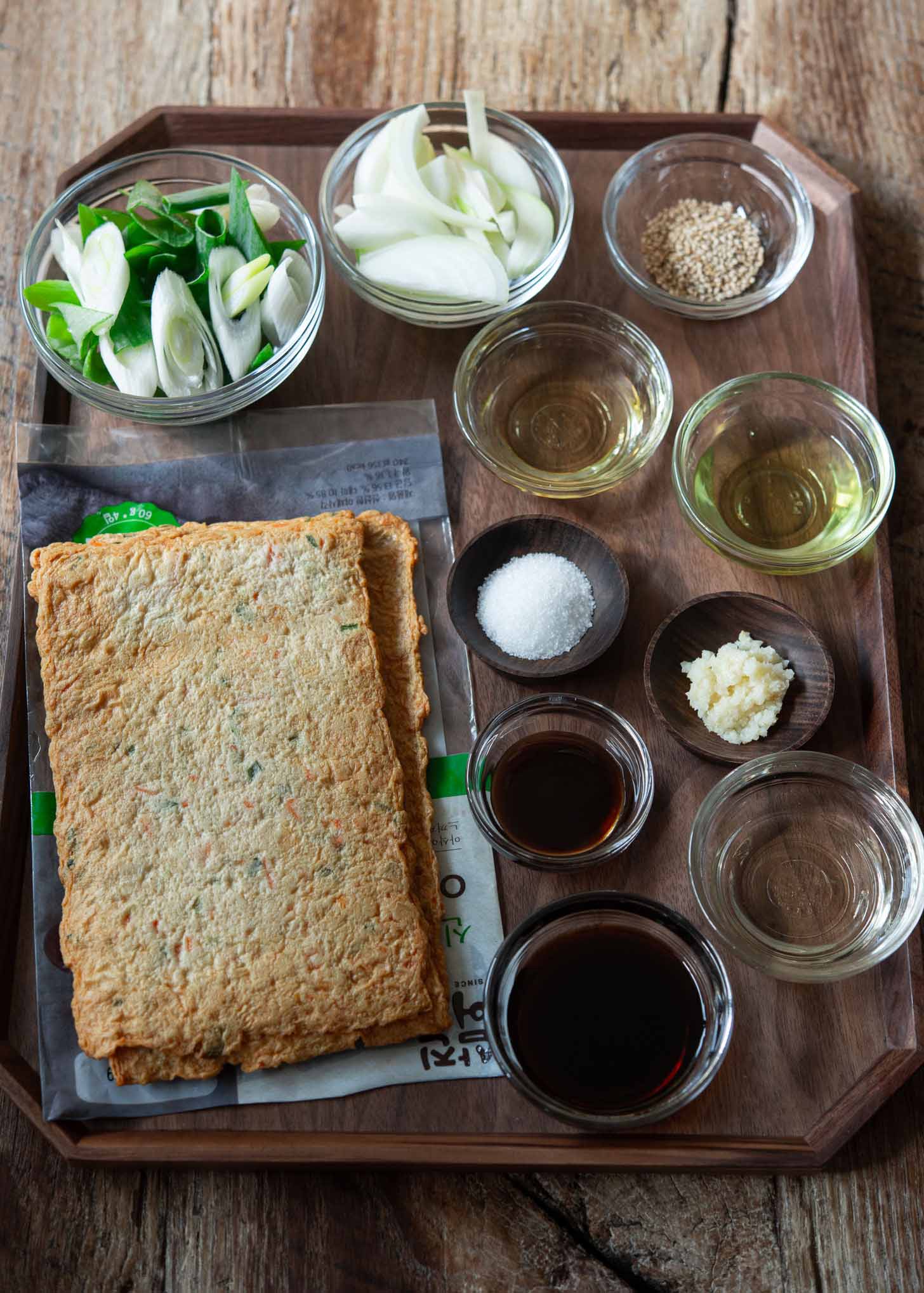 Ingredients for fish cake side dish recipe.