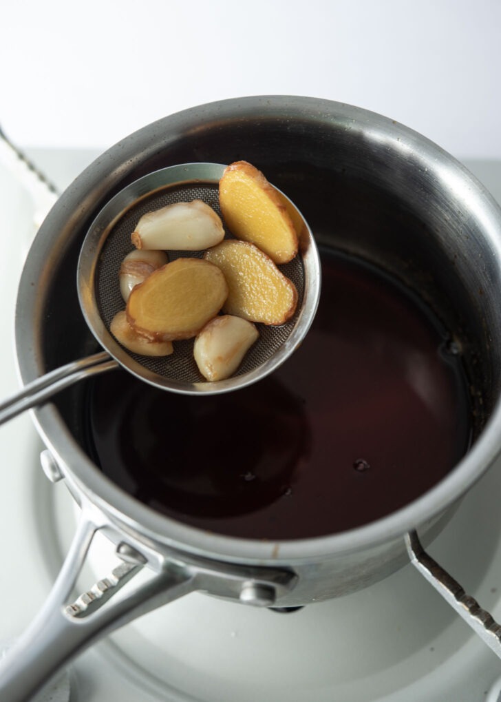 Garlic and ginger from teriyaki sauce removed.