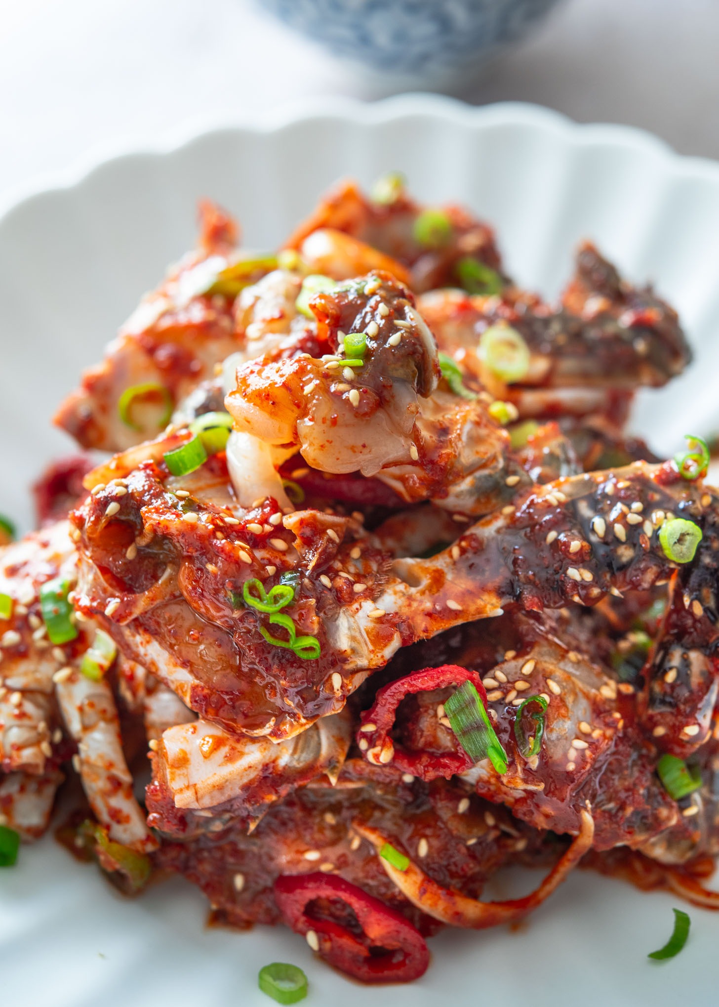 Yangnyeom gejang with creamy raw crab meat inside.