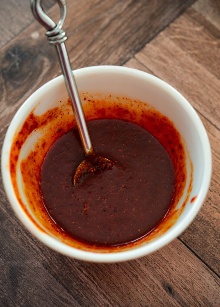Dakgalbi sauce mixed in a bowl.