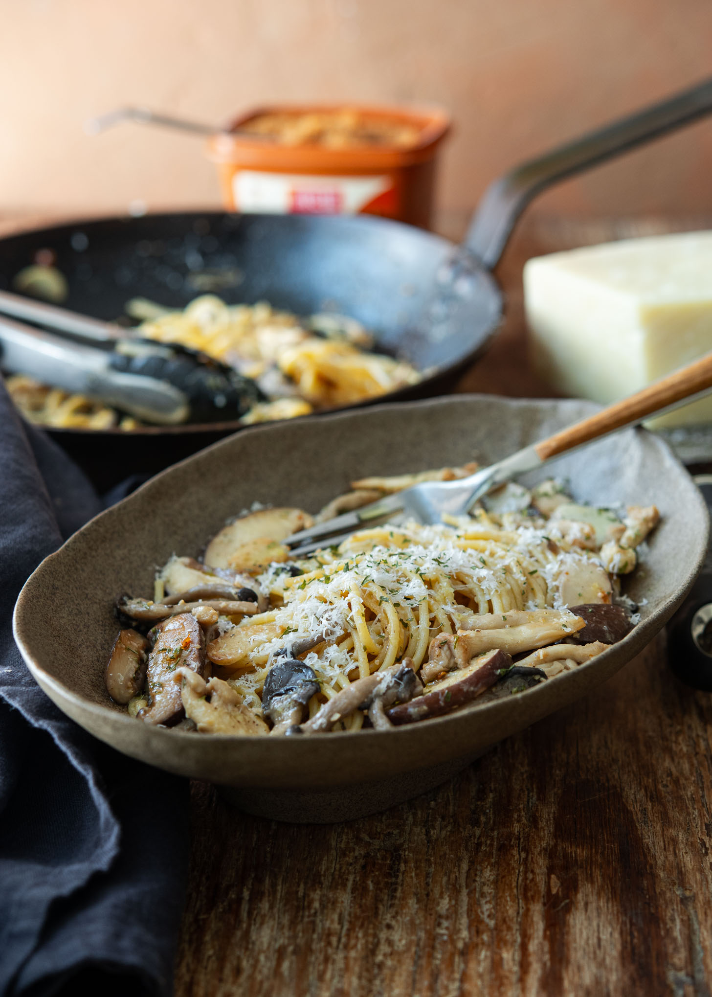 A bowl of Korean doenjang paste with mushrooms